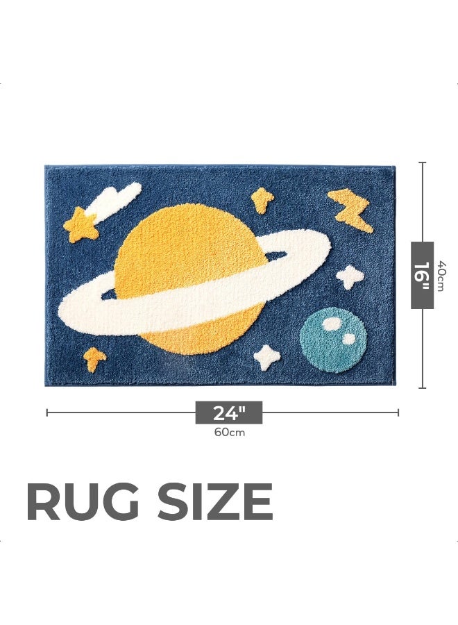 Tyrafry Bath Rug Cute Space Bathroom Rug Mat for Bathroom, Soft Microfiber Rug Water Absorbent Bath Mat fot Kids, Bedroom, Kitchen, Dinning, Non Skid Machine Washable Funny Rug (Planet, 16x24) - Image 3